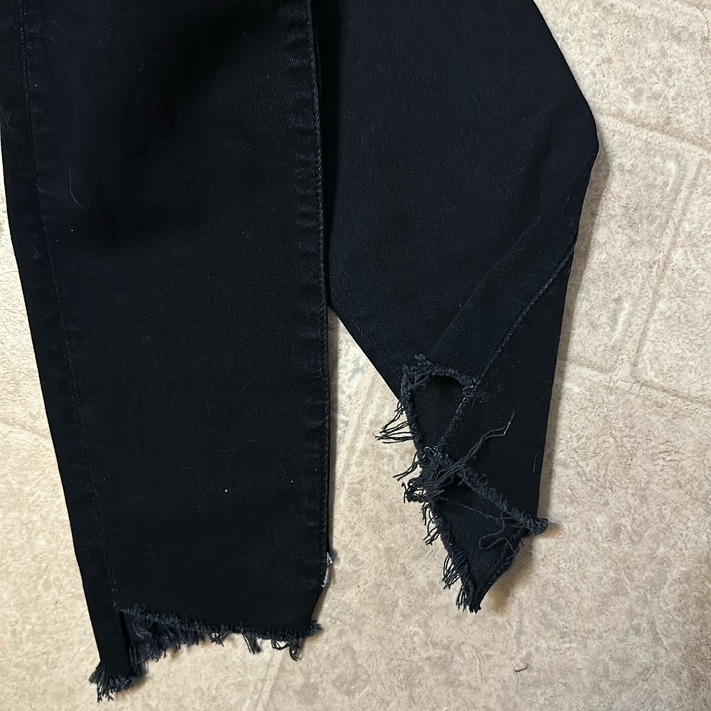 Mother Jeans Stunner Zip Ankle Step Fray High Rise Dark Blk Blue Casual NWT - Picture 7 of 14